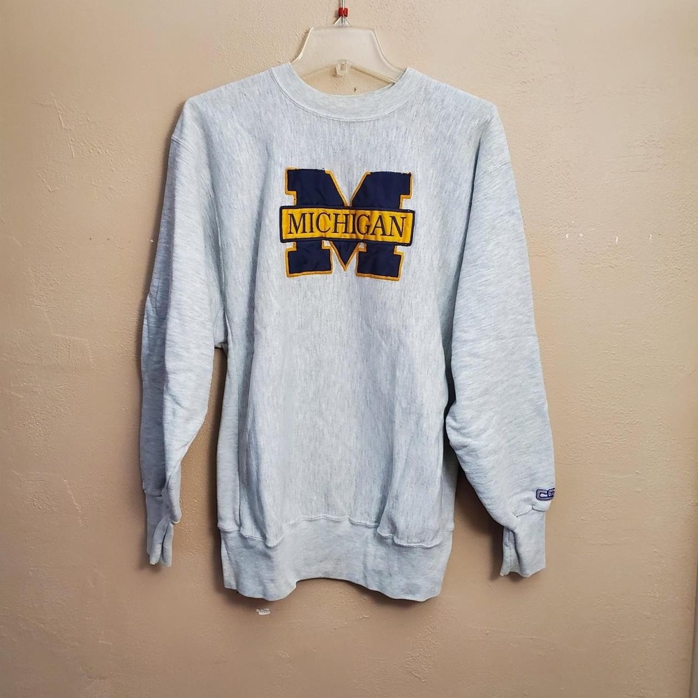 90s Michigan Wolverines crewneck sweatshirt with blue and yellow 'MICHIGAN' logo